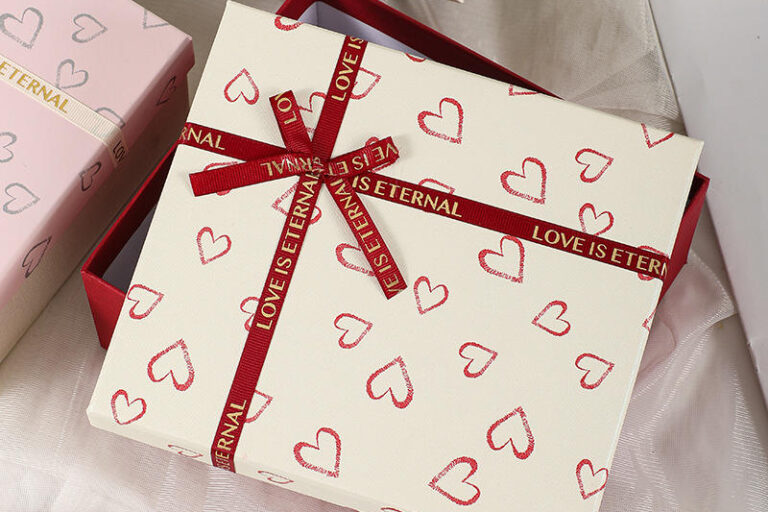 Custom Luxury Paper Gift Boxes with Ribbon Logo and Rigid Base Lid Packaging (2) Luxury Ribbon Paper Gift Boxes