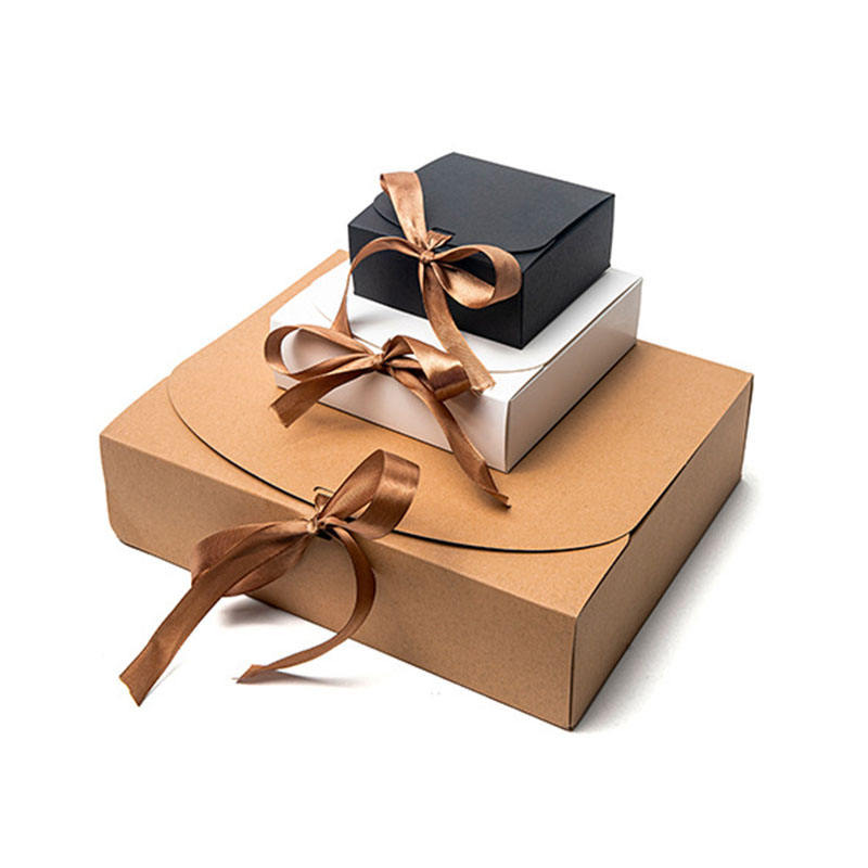 kraft paperboard gift box with ribbon