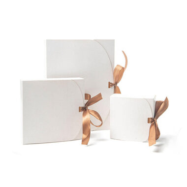 kraft paperboard gift box with ribbon