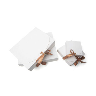 kraft paperboard gift box with ribbon