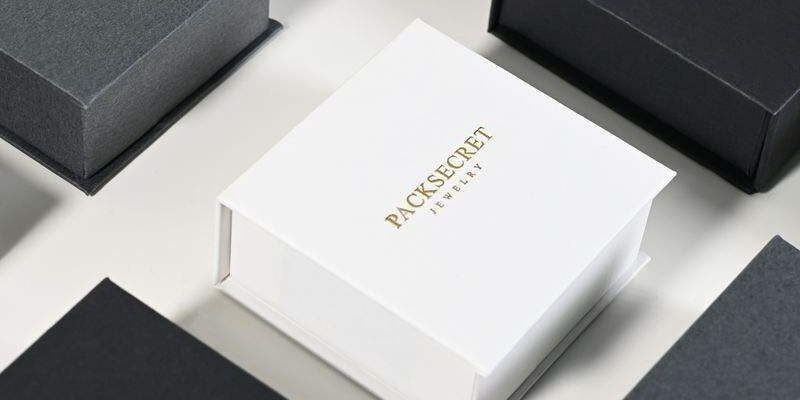 jewelry gift box with gold logo